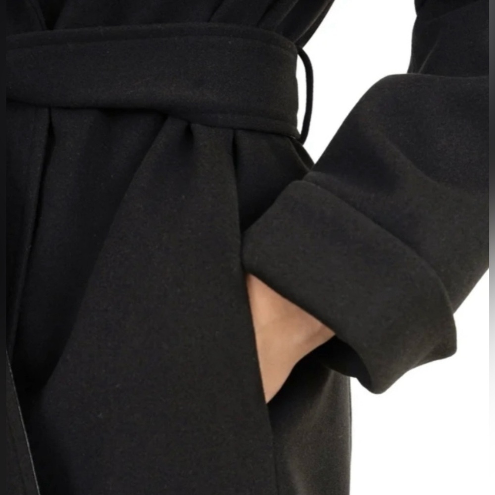 Frye Womenβs Black Wrap Coat Self Tie Belt β Small β NWT - Picture 5 of 11